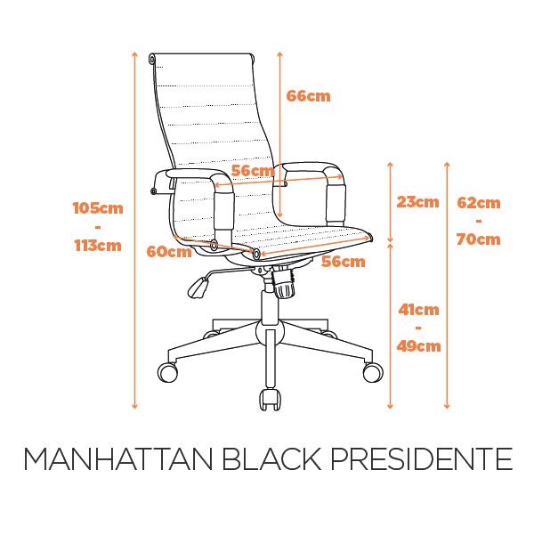 Cadeira Fratini - Manhattan Black Presidente - Imagem 6